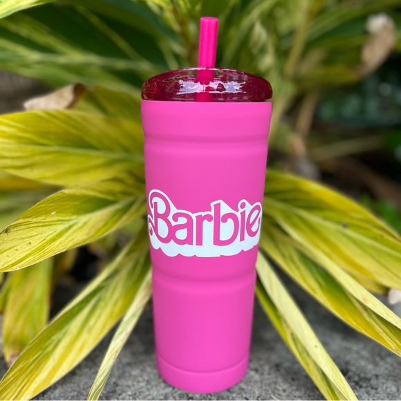 Stainless Steel Barbie Pink Tumbler + Straw | Girl Silhouette & Fonts Options - Picture 2 of 9